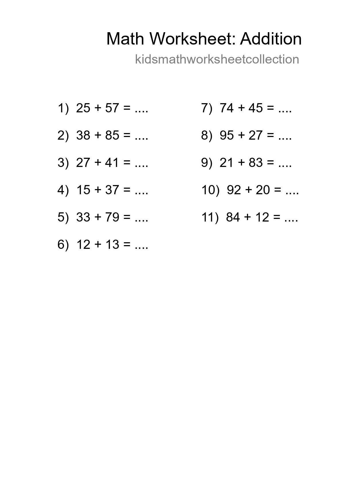 Free 11 Addition Math Worksheet For Grade 3 With Answers - Part 23