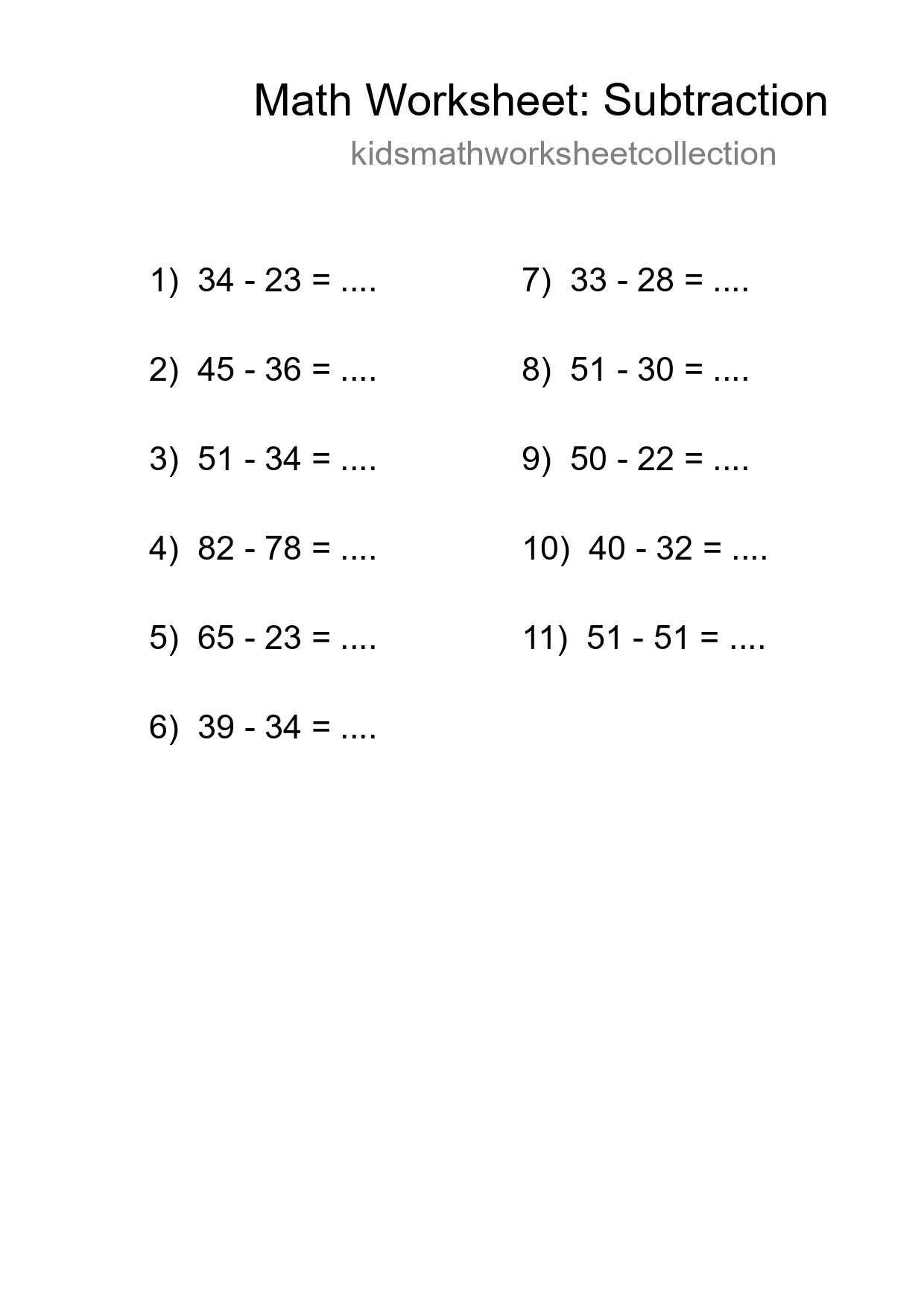 Free 11 Subtraction Math Worksheet For Grade 3 - Part 217