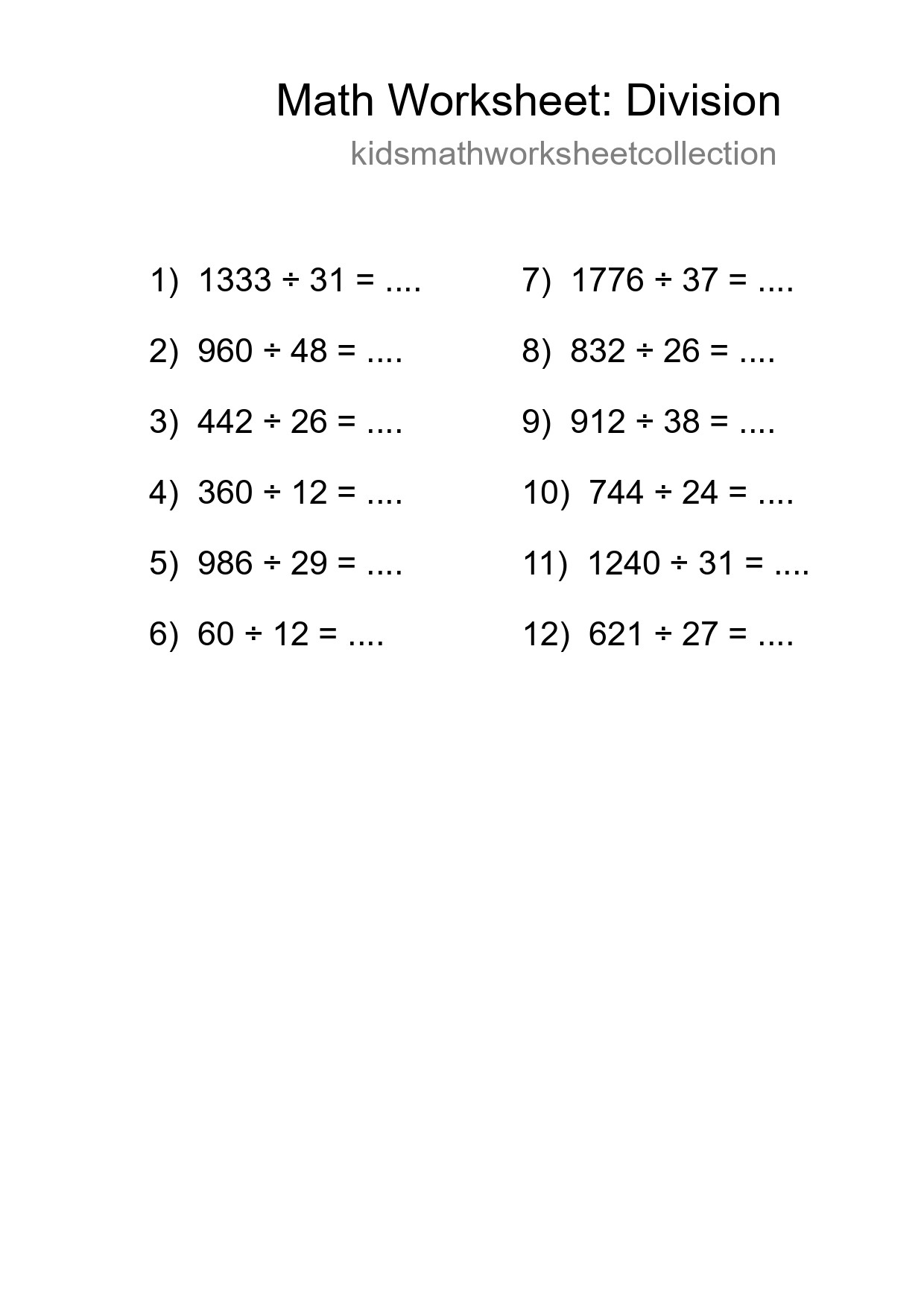 Free 12 Division Math Worksheet For Grade 2 With Answers - Part 268