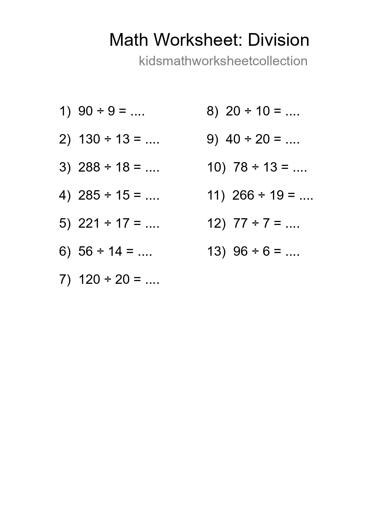 Free 13 Division Math Worksheet For Grade 2 With Answers - Part 191