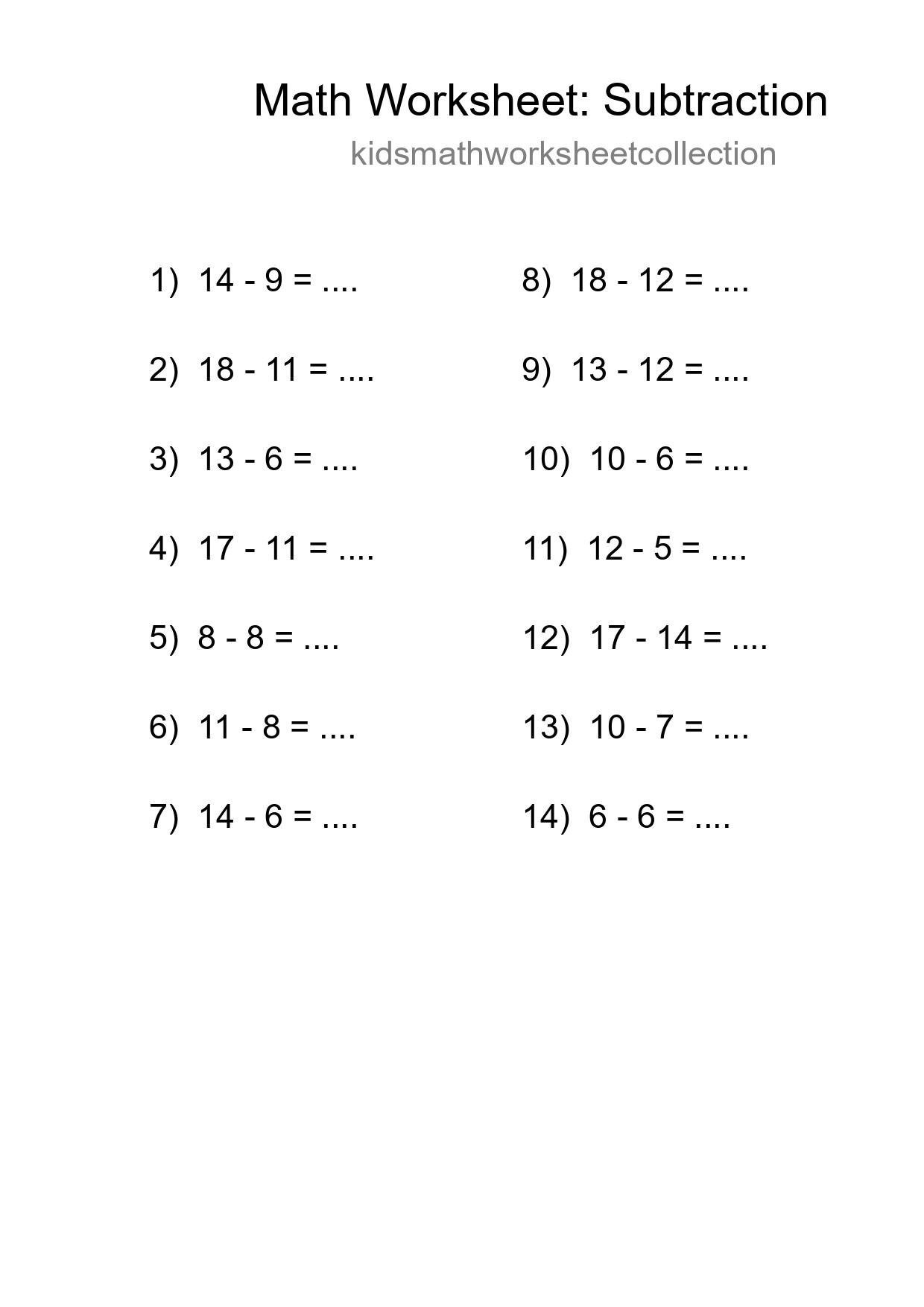 Free 14 Subtraction Math Worksheet For Grade 2 - Part 195