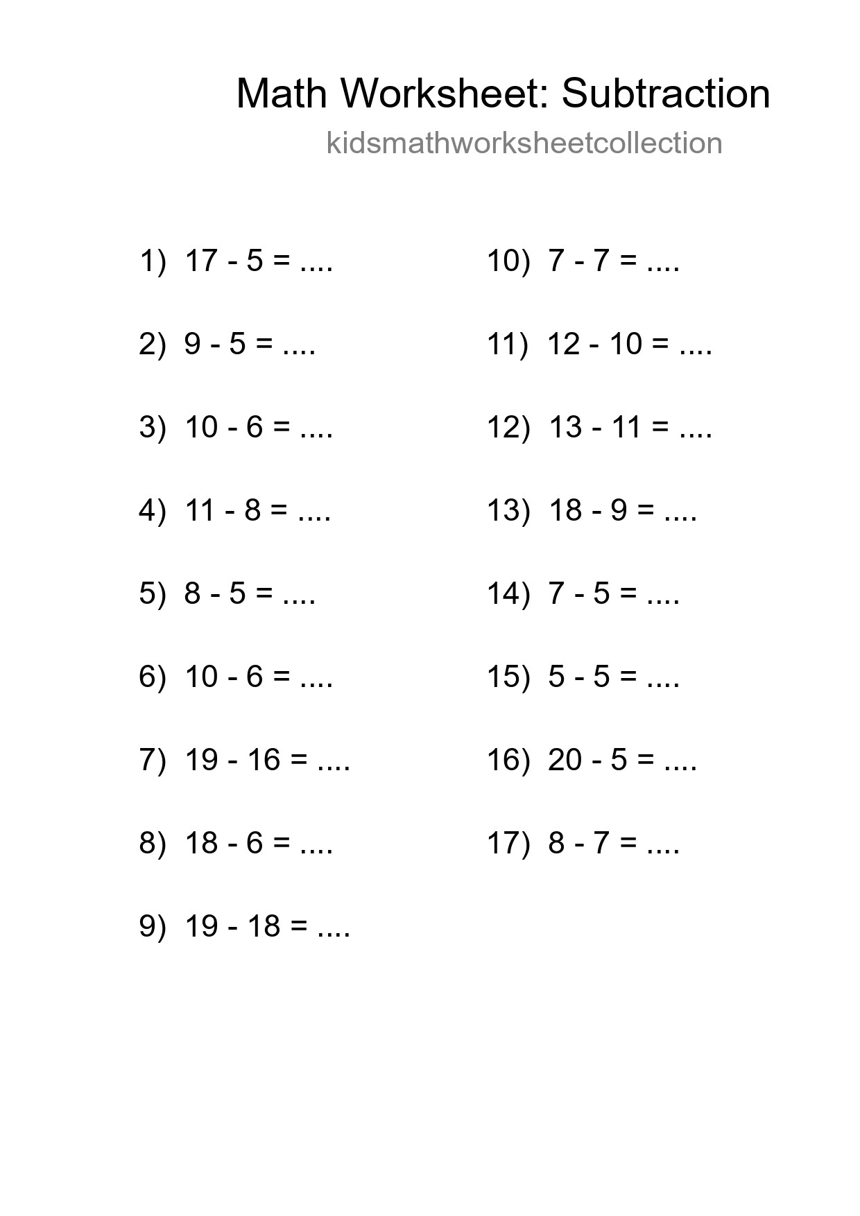 Free 17 Subtraction Math Worksheet For Grade 2 - Part 272