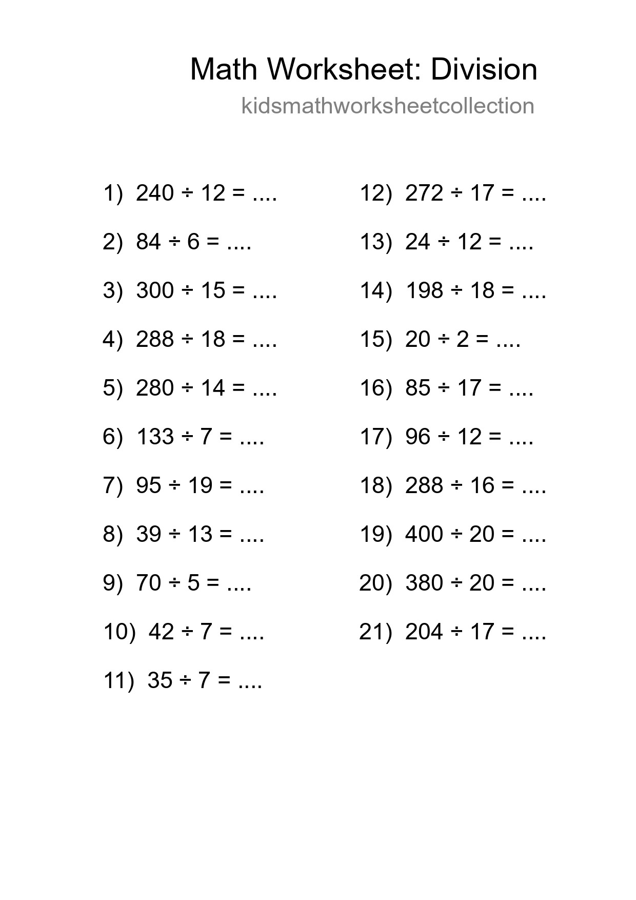 Free 21 Division Math Worksheet For Grade 2 With Answers - Part 235