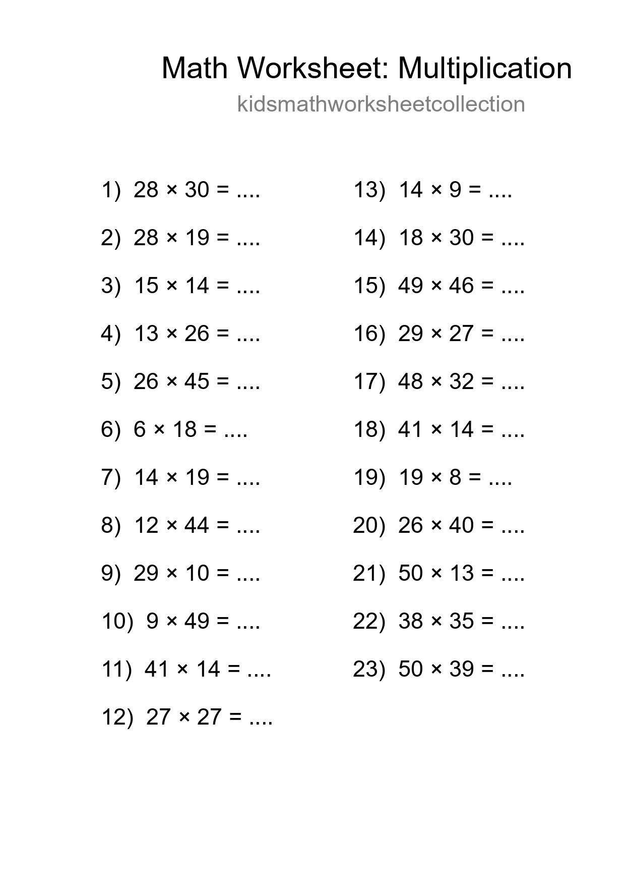 Free 23 Multiplication Math Worksheet For Grade 2 - Part 51