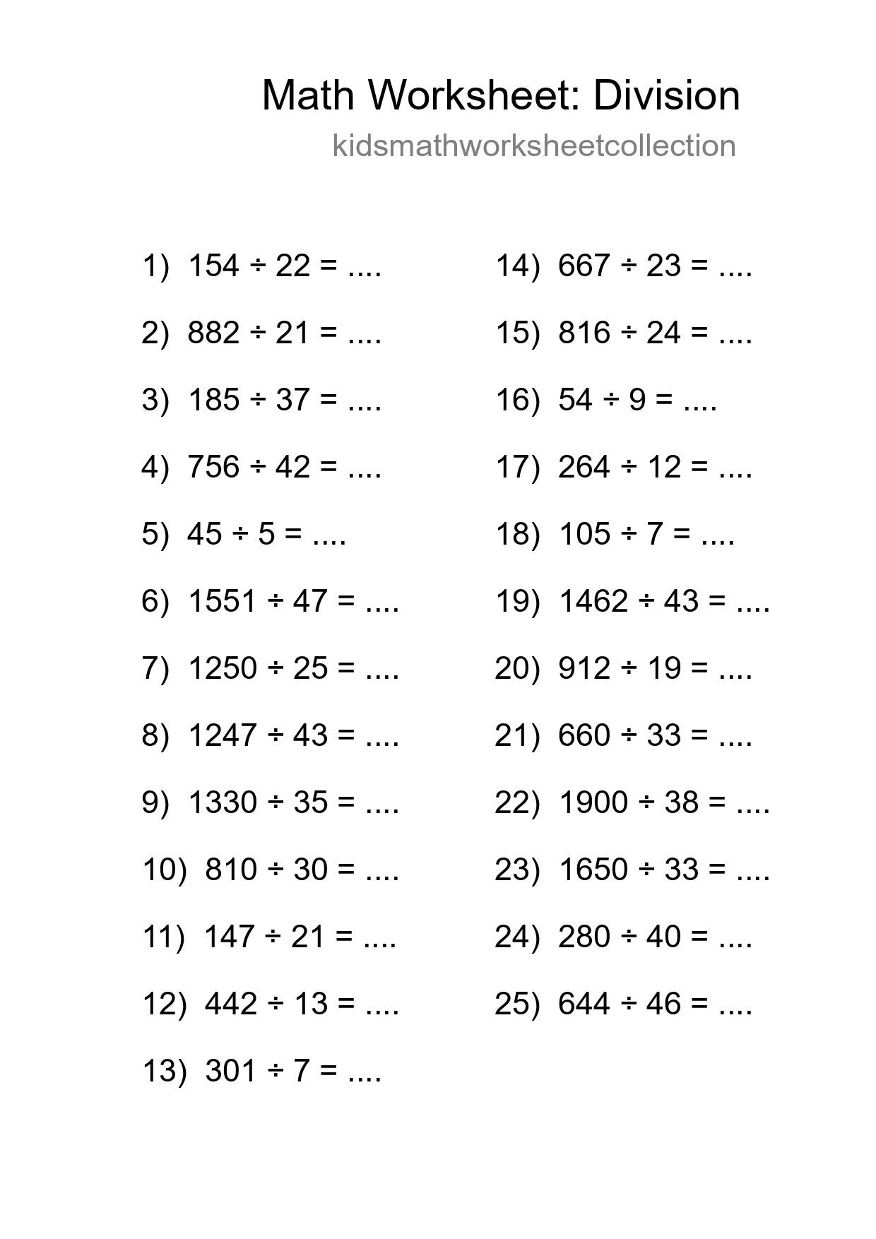 Free 25 Division Math Worksheet For Grade 2 - Part 4