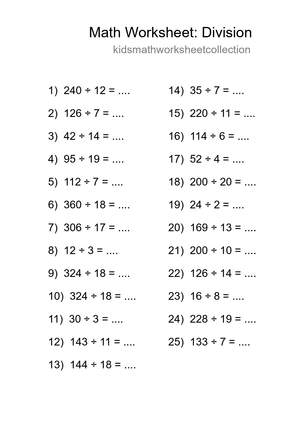 Free 25 Division Math Worksheet For Grade 2 With Answers - Part 169