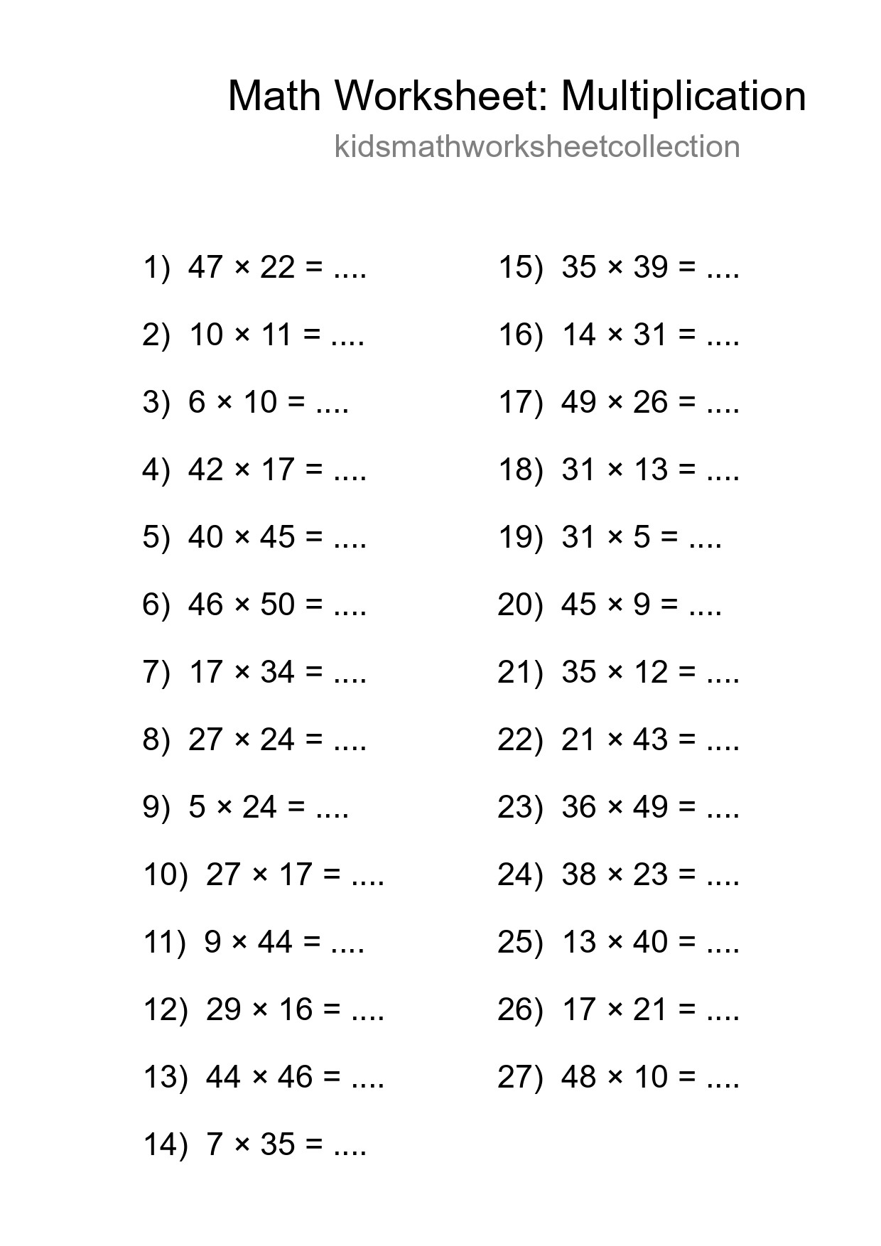 Free 27 Multiplication Math Worksheet For Grade 2 - Part 194