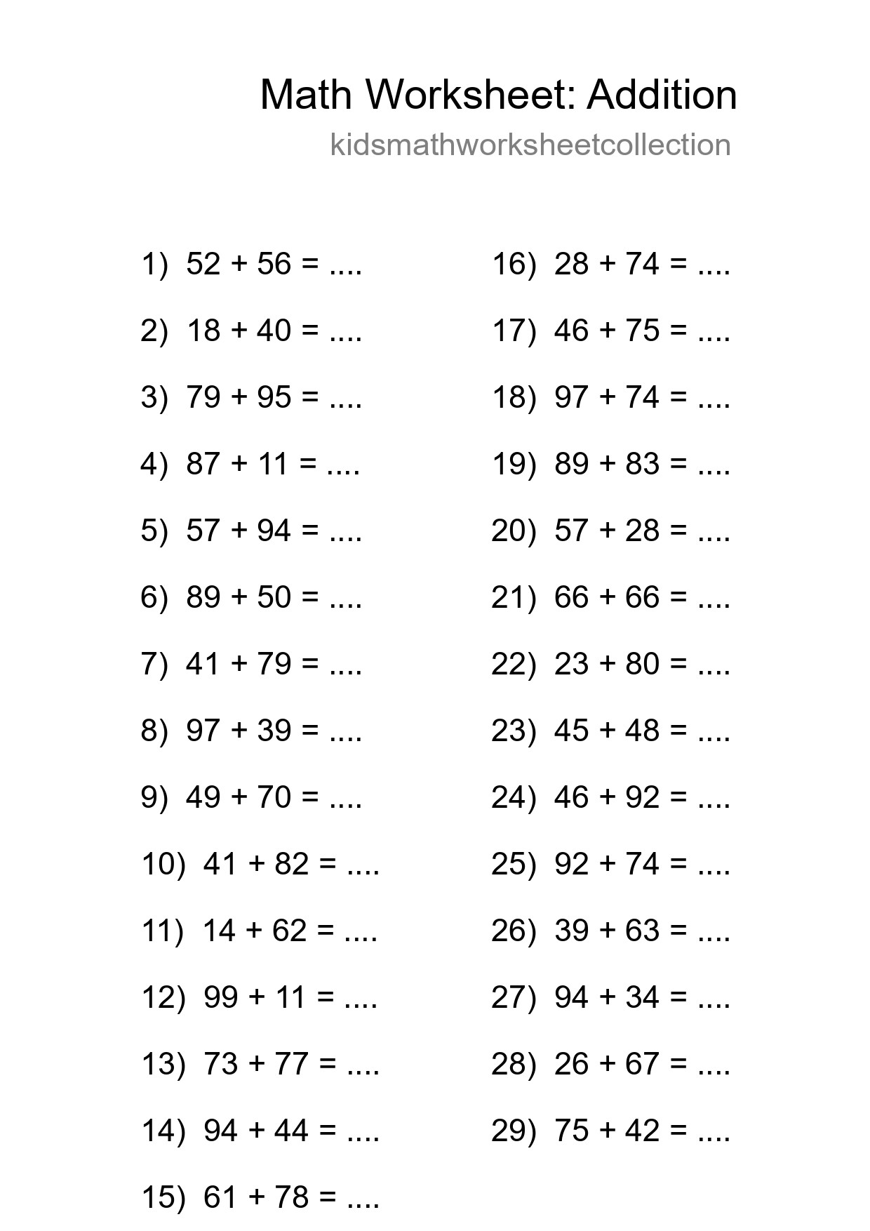 Free 29 Addition Math Worksheet For Grade 3 - Part 133