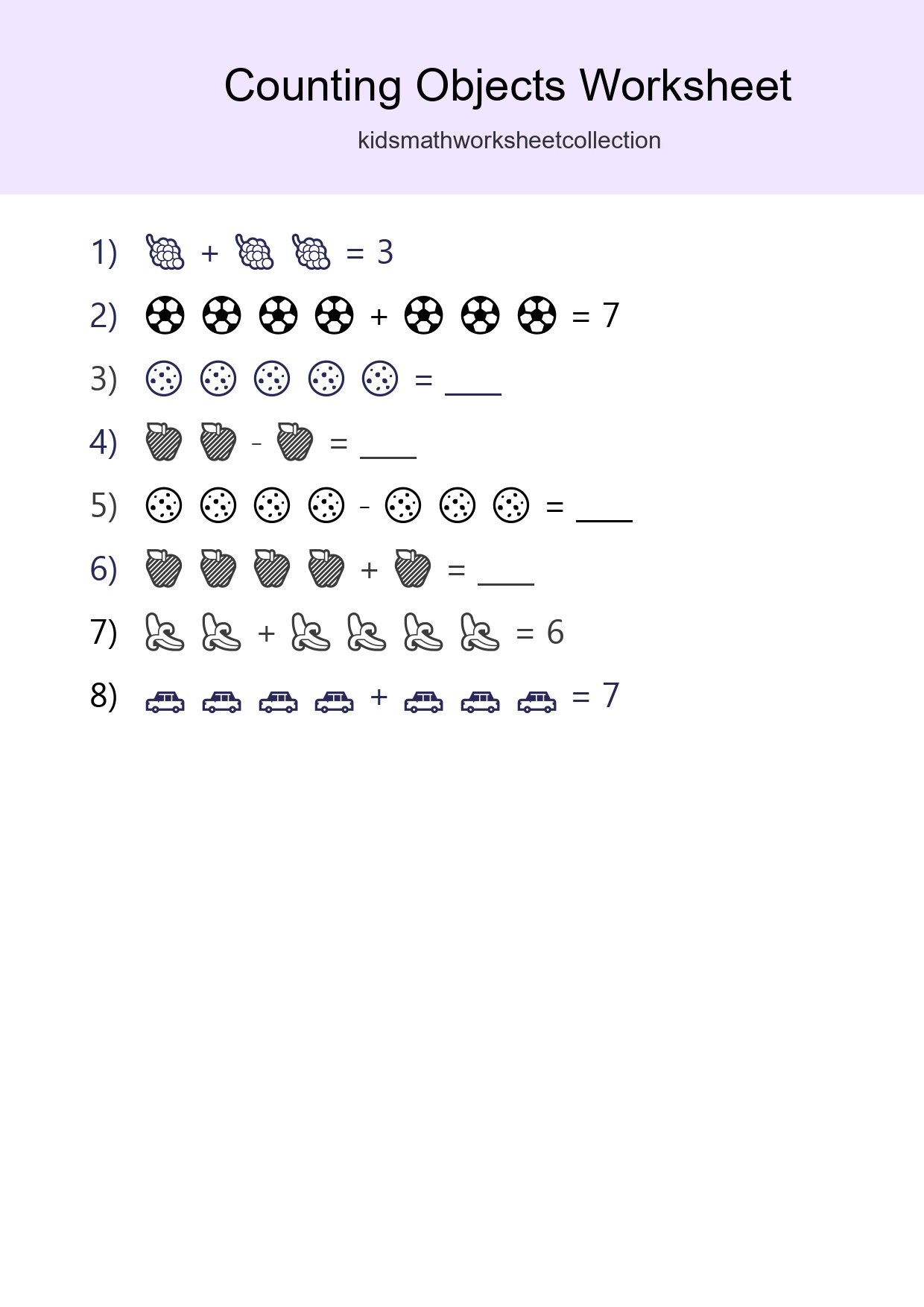 Free Counting Objects Worksheet For Kindergarten - Part 146