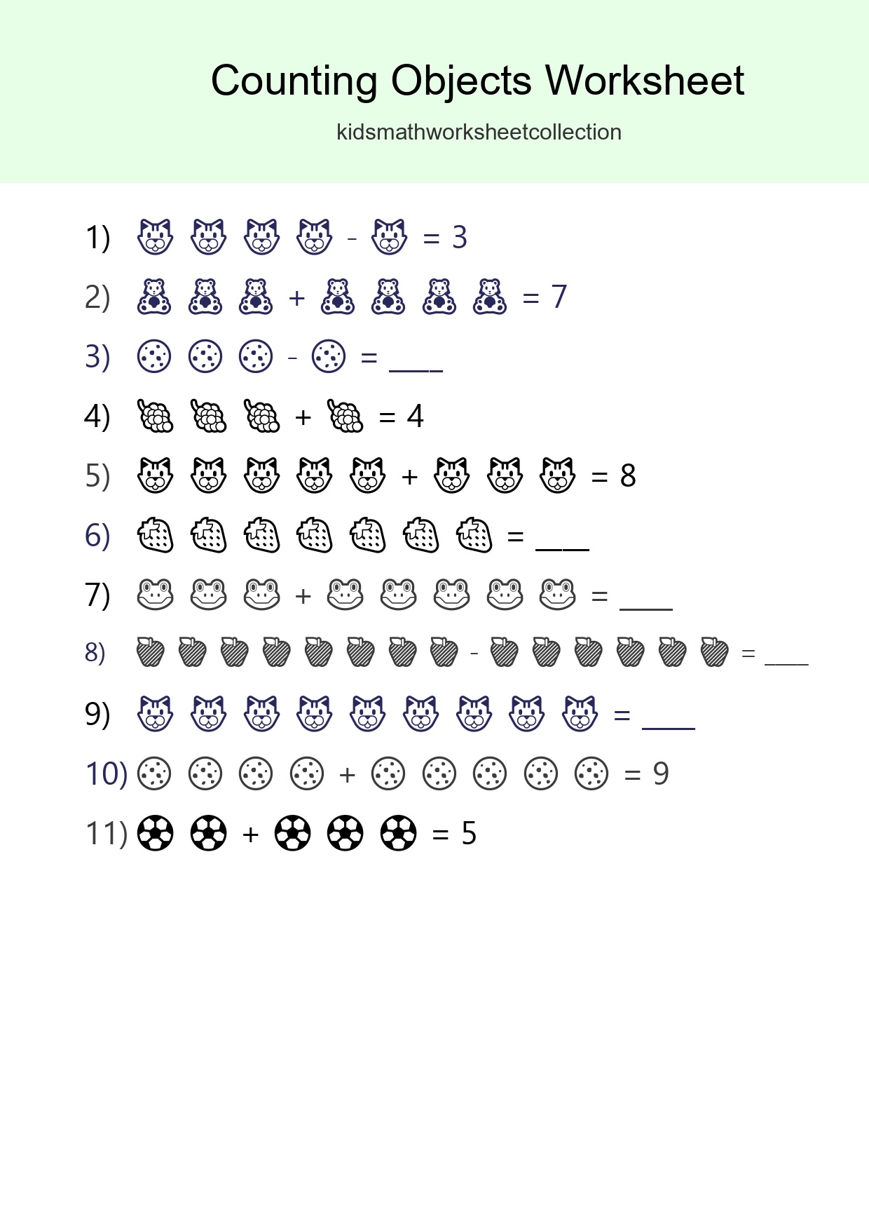 Free Counting Objects Worksheet For Kindergarten - Part 157