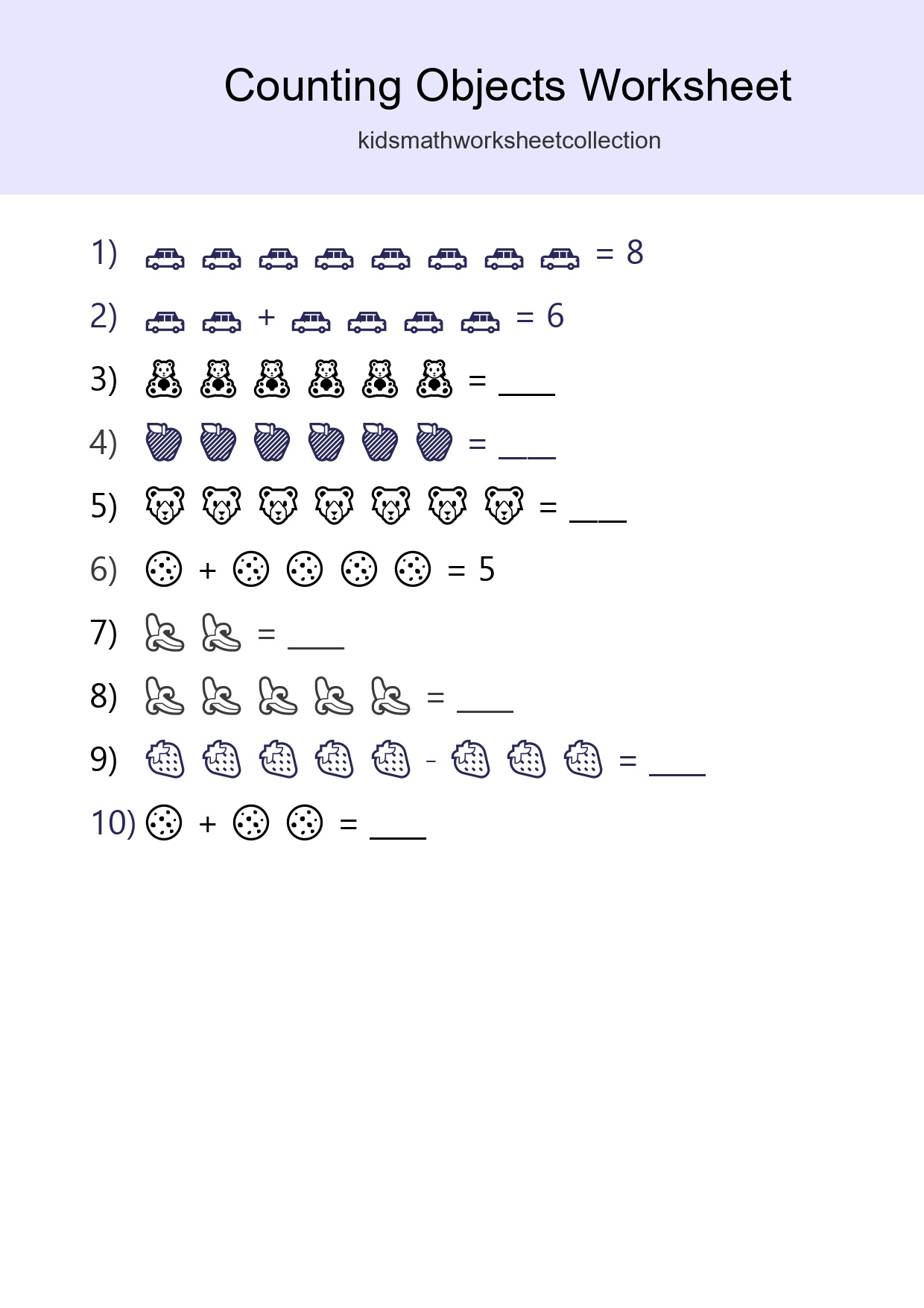 Free Counting Objects Worksheet For Kindergarten - Part 190