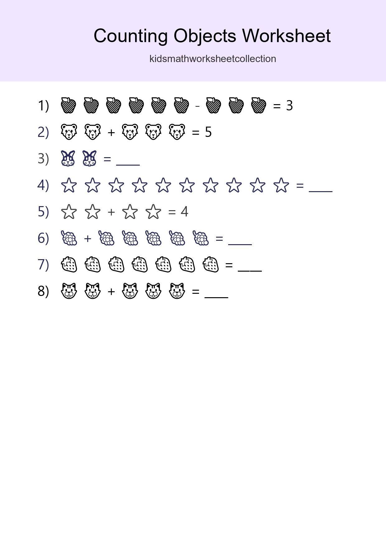 Free Counting Objects Worksheet For Kindergarten - Part 256