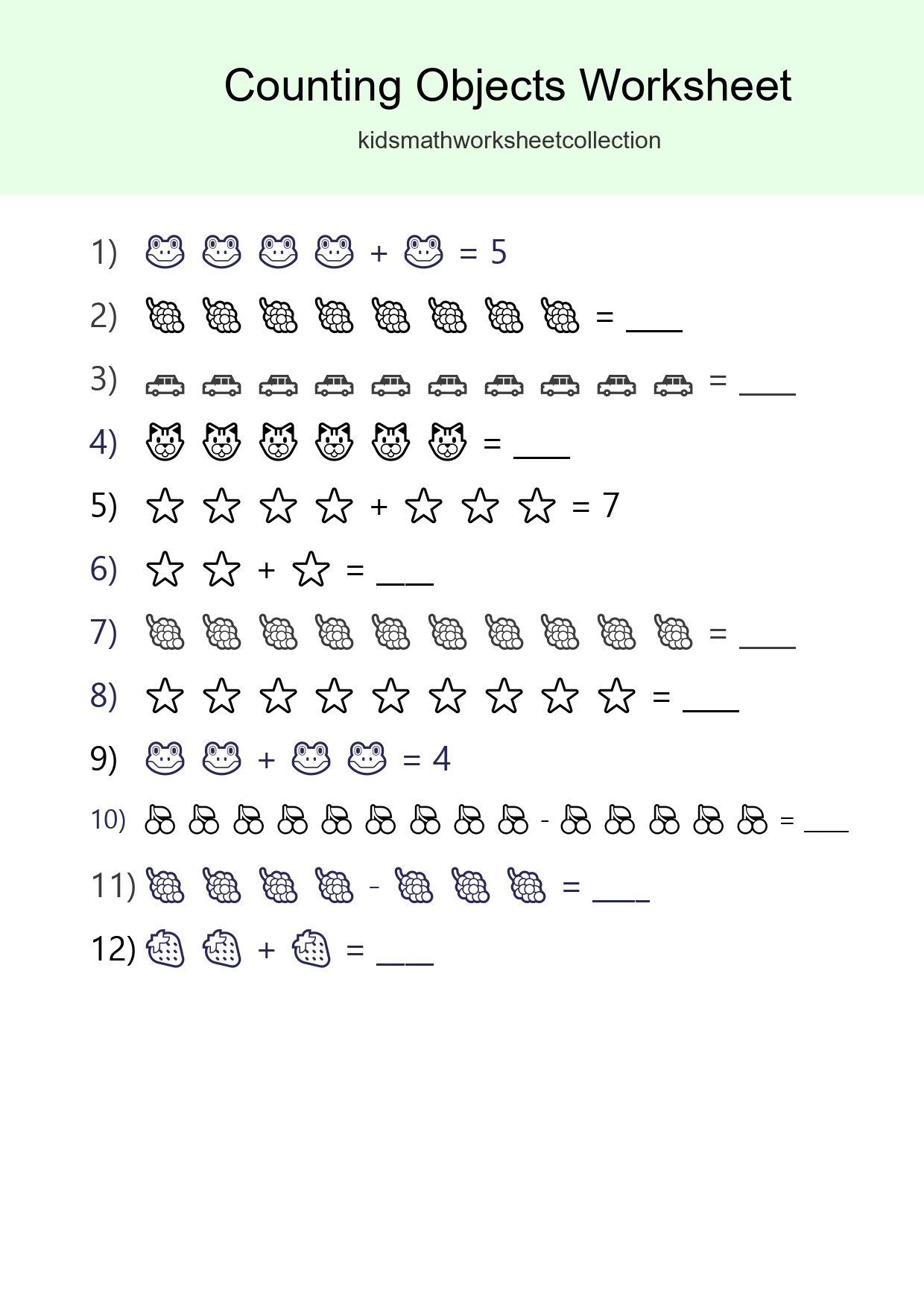 Free Counting Objects Worksheet For Kindergarten - Part 80