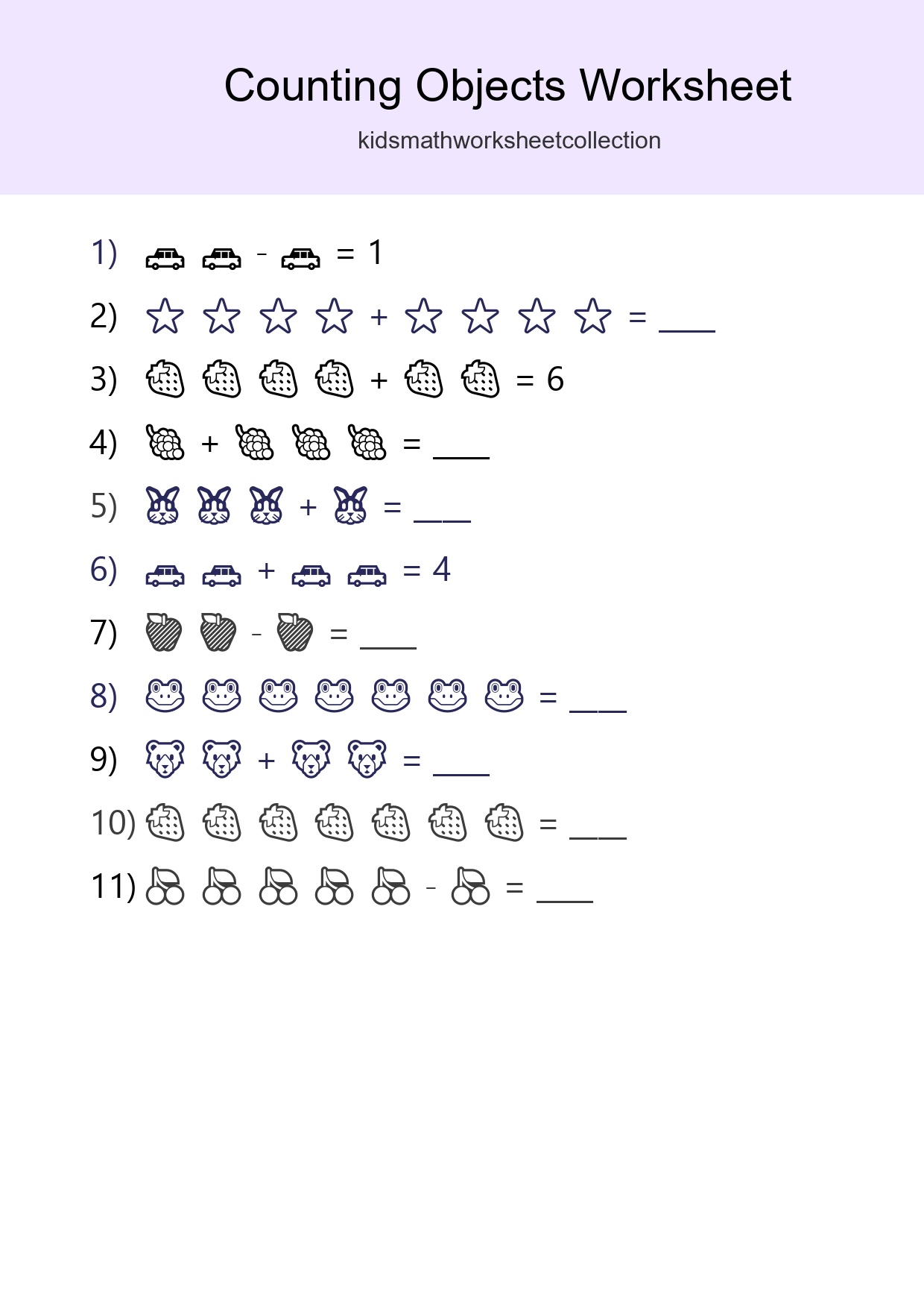 Free Counting Objects Worksheet For Kindergarten Printable - Part 168