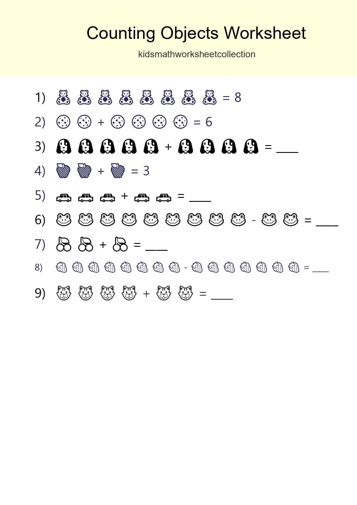 Free Counting Objects Worksheet For Kindergarten Printable - Part 201