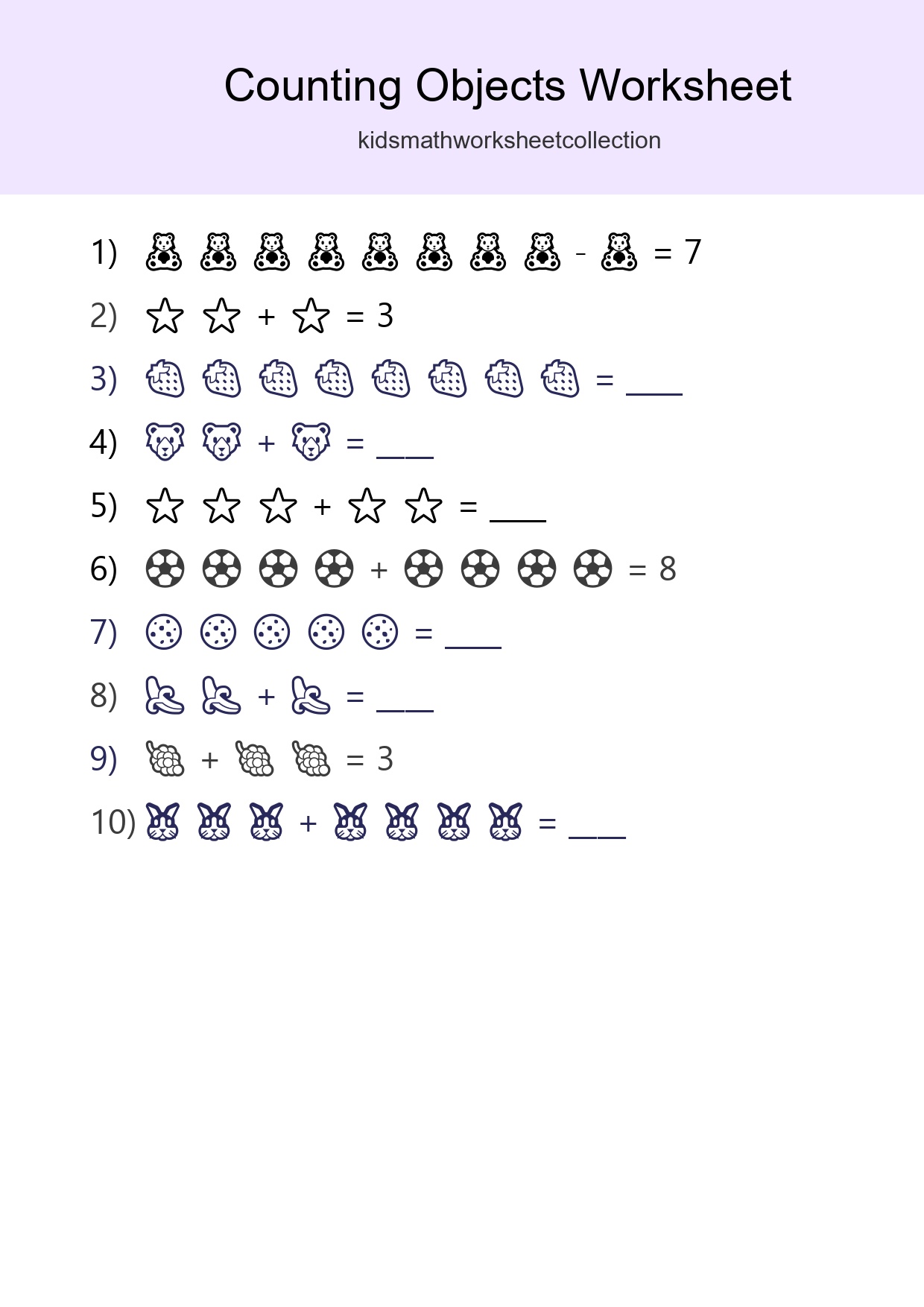 Free Counting Objects Worksheet For Kindergarten Printable - Part 212