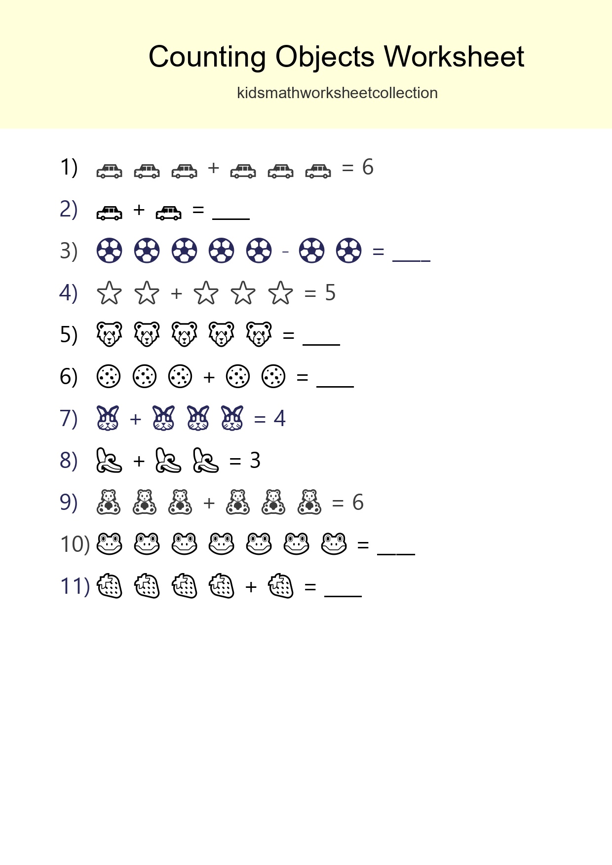 Free Counting Objects Worksheet For Kindergarten Printable - Part 223