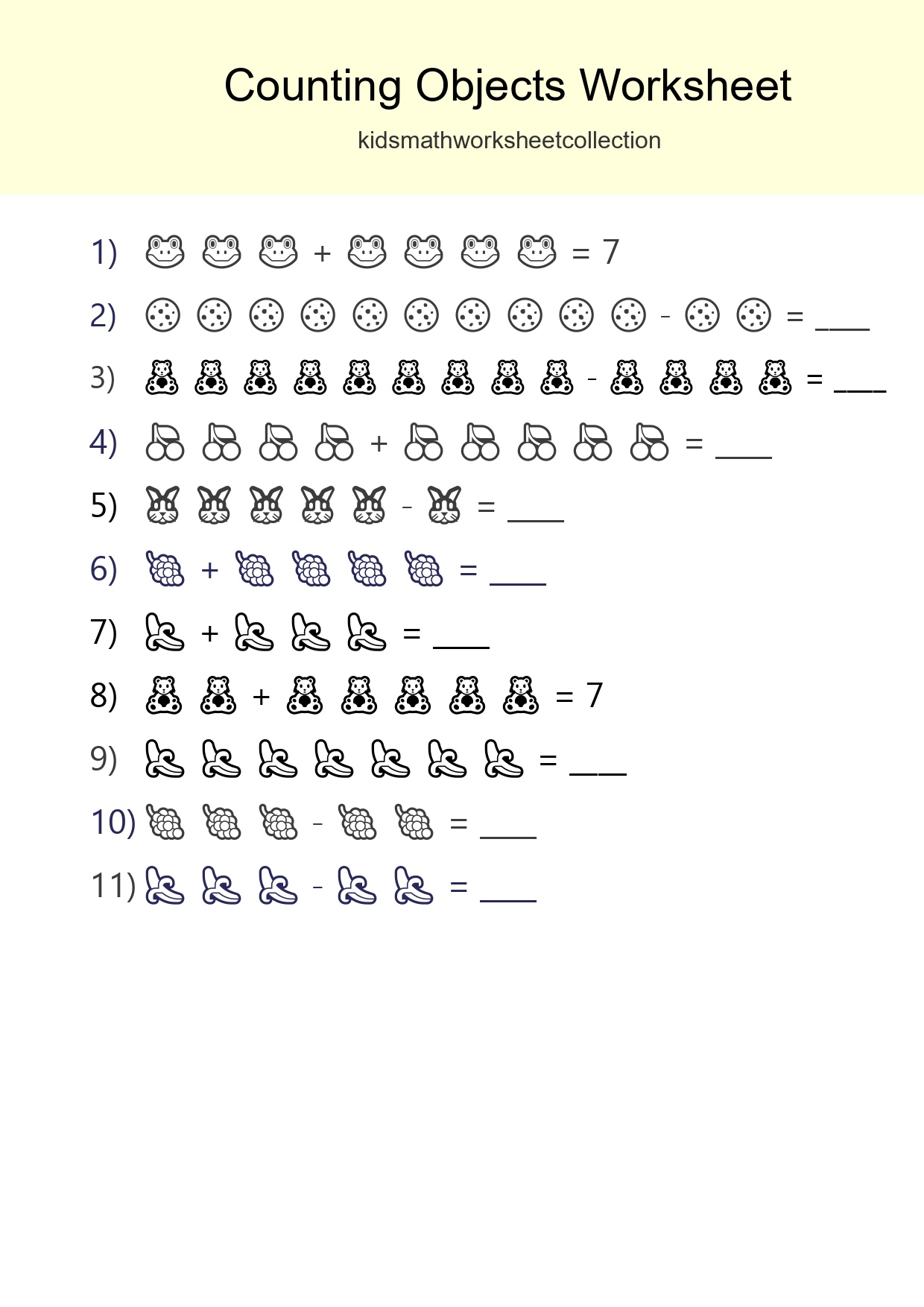 Free Counting Objects Worksheet For Kindergarten Printable - Part 25