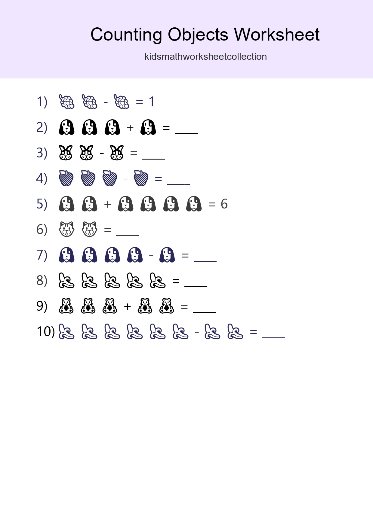 Free Counting Objects Worksheet For Kindergarten Printable - Part 278