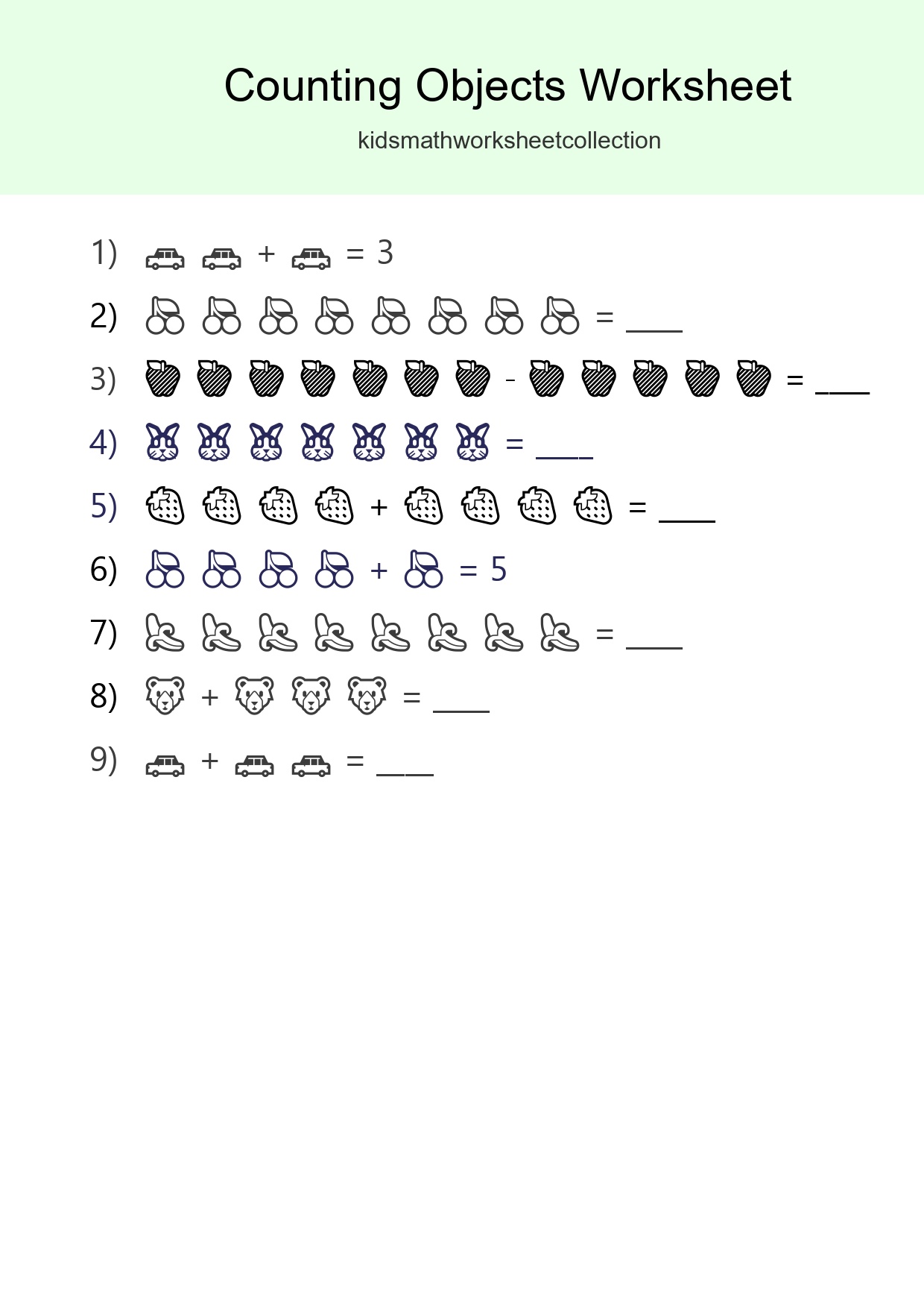 Free Counting Objects Worksheet For Kindergarten Printable - Part 47