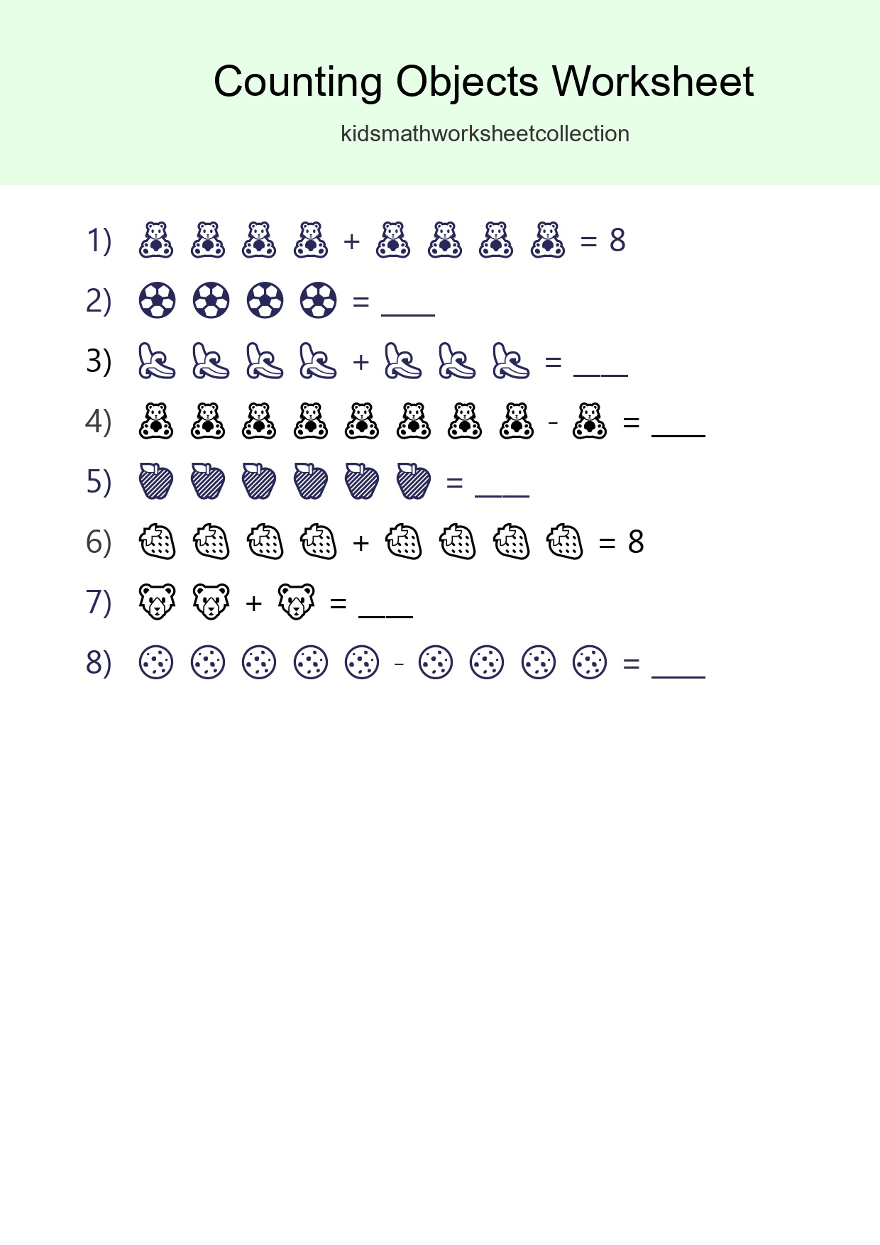 Free Counting Objects Worksheet For Kindergarten Printable - Part 69
