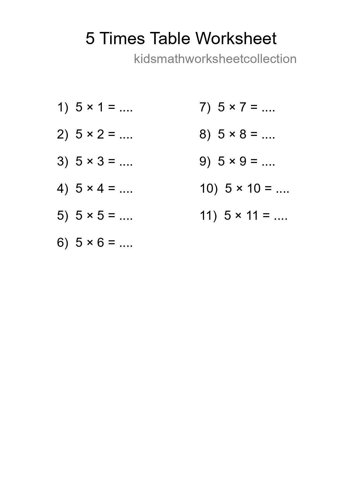 Grade 2 Multiplication Table 5 Practice - Part 273