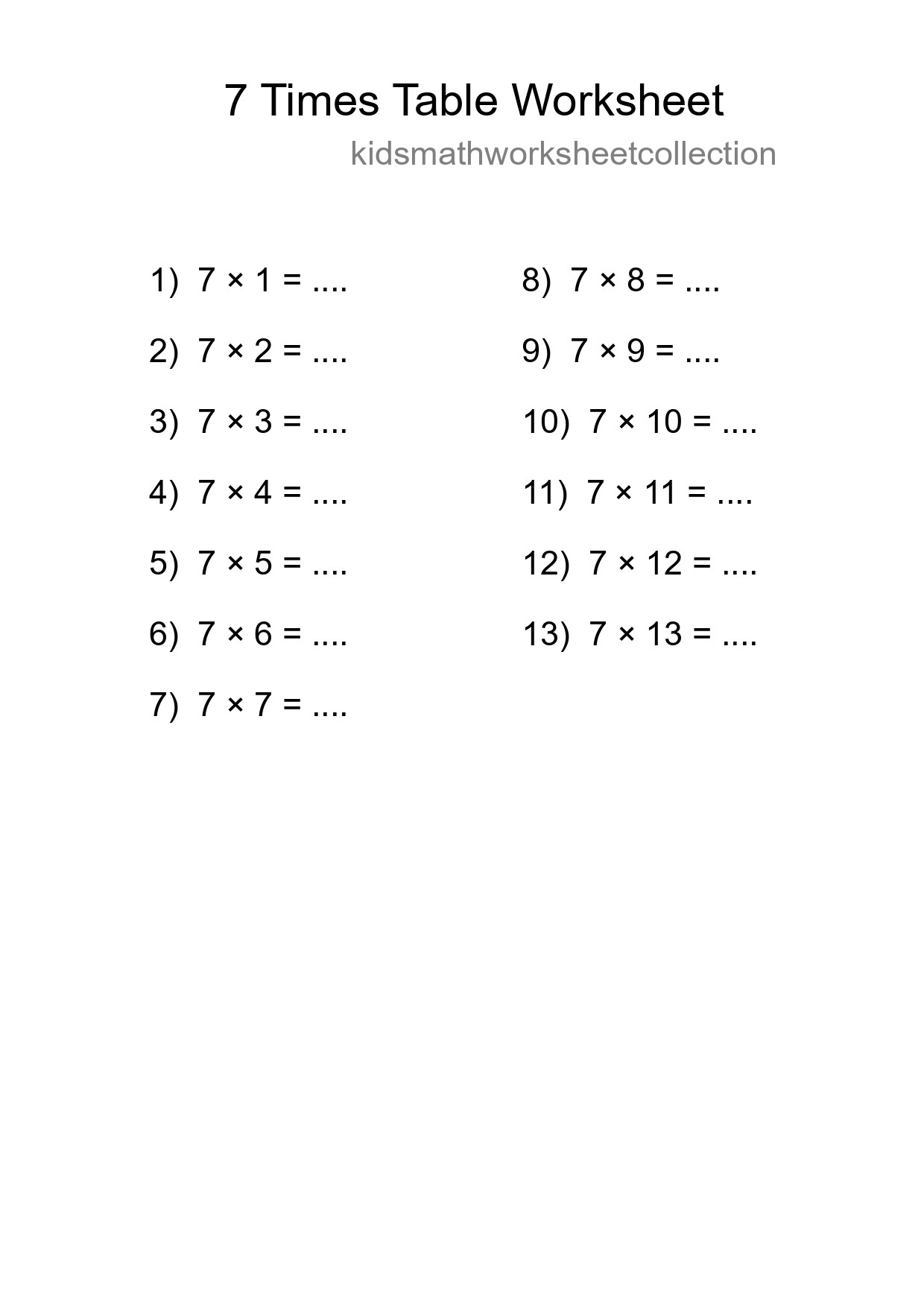 Grade 3 Multiplication Table 7 Practice - Part 251