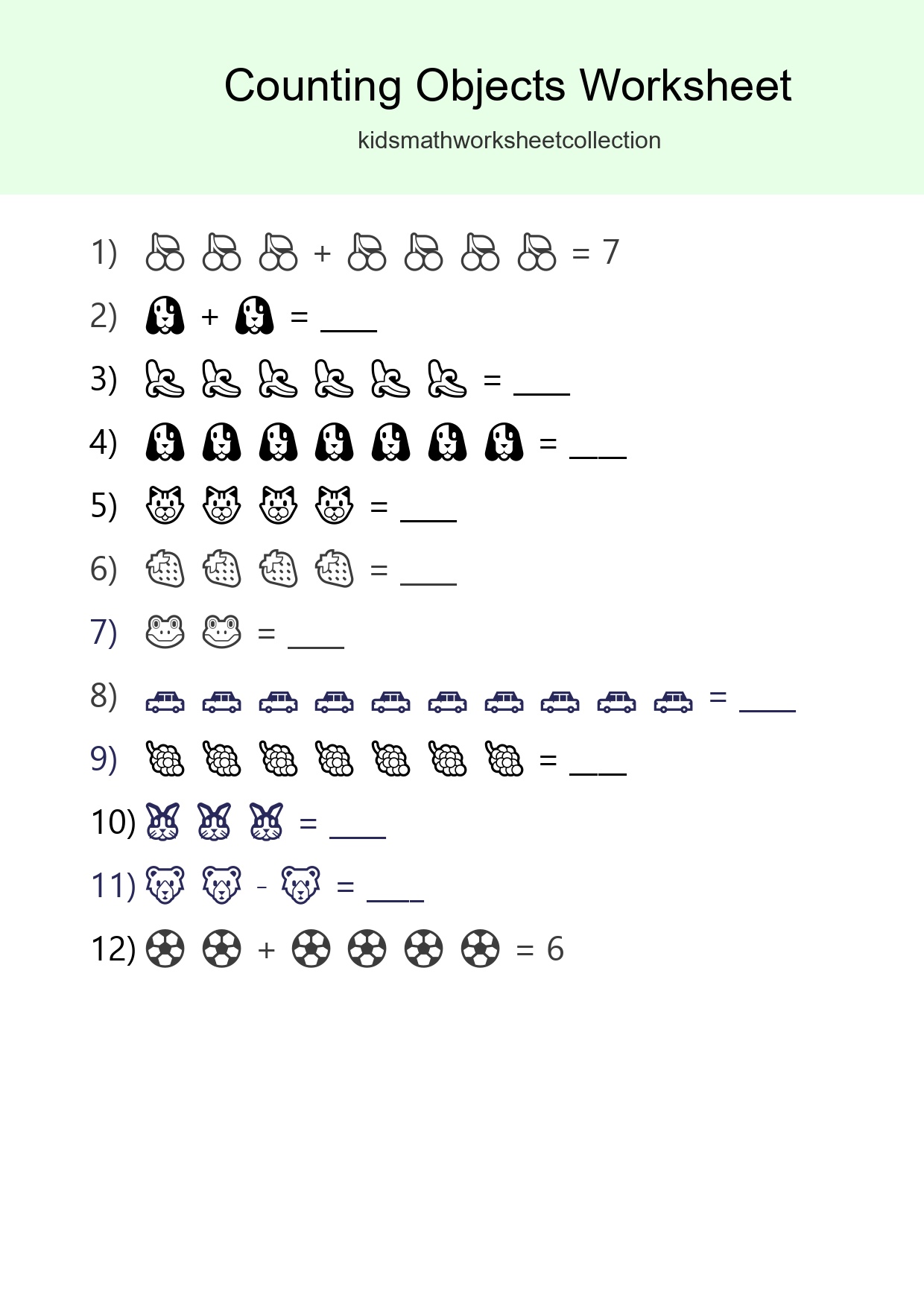 Kindergarten Count The Objects Worksheet - Part 234