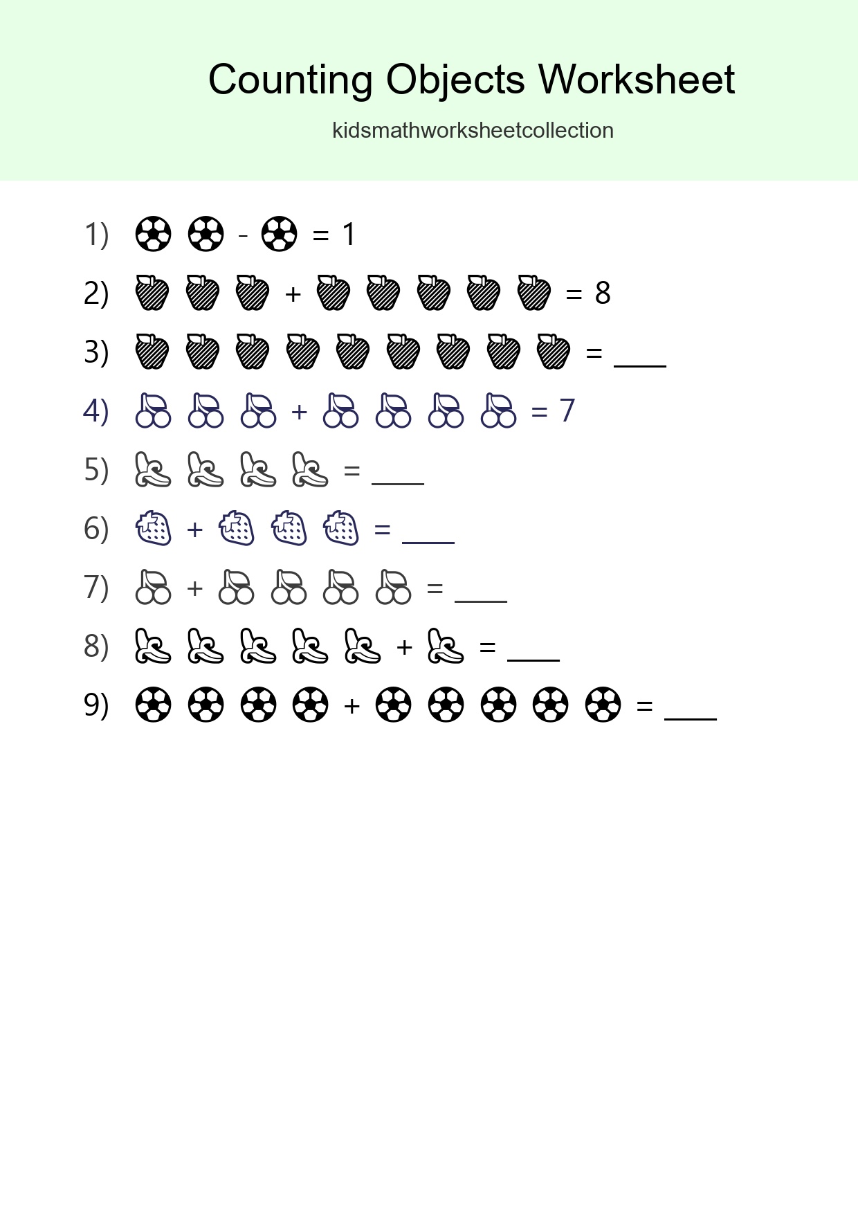 Kindergarten Count The Objects Worksheet - Part 289