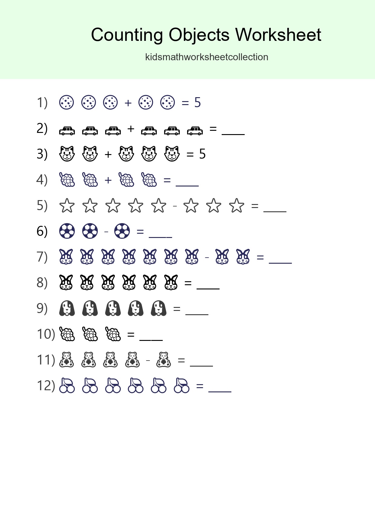 Learn Counting With Pictures Worksheet (Kindergarten) - Part 102