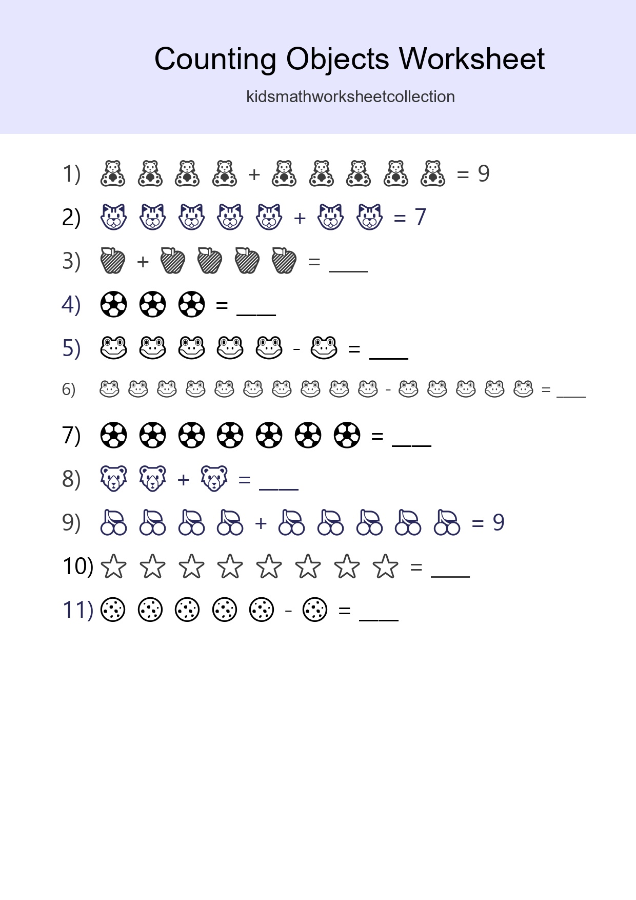 Learn Counting With Pictures Worksheet (Kindergarten) - Part 36