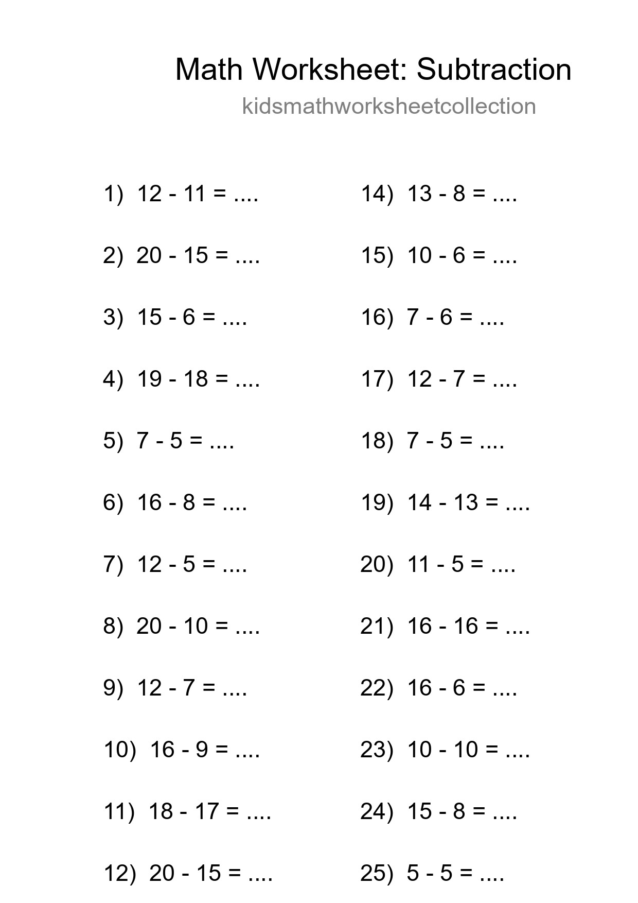Printable Free 25 Subtraction Math Worksheet For Grade 2 - Part 30