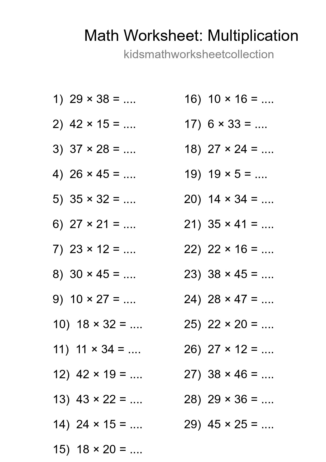 Printable Free 29 Multiplication Math Worksheet For Grade 2 - Part 139
