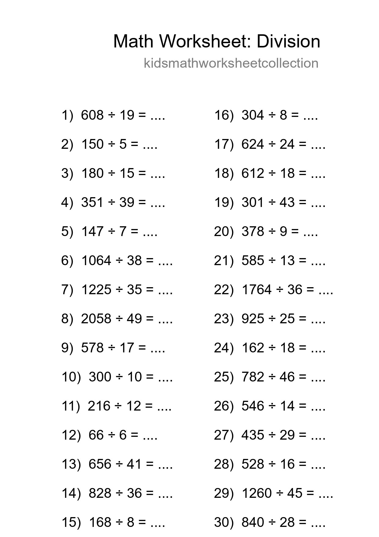 Printable Free 30 Division Math Worksheet For Grade 2 - Part 92